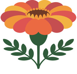 Beautiful vibrant rose vector illustration with green leaves, representing love, beauty, and nature's elegance