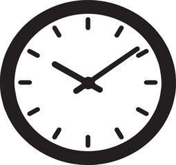 Classic vector clock icon displaying time with minute and hour hands on a clean background for various design elements and applications