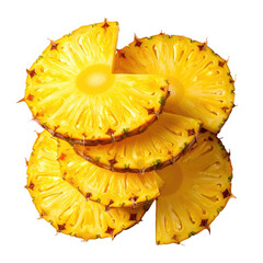 Sliced pineapple rings arranged in stacked formation