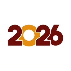 An illustration of a bearded dragon with the yellow inscription 2026 on a white background