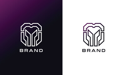 A sleek shield-shaped monogram with clean, interwoven linework forming a modern protective emblem. Ideal for security, consulting, premium services, or strong corporate branding.