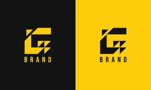 A bold and angular G monogram built from geometric shapes, creating a strong and modern lettermark suitable for technology brands, startups, digital companies, and businesses seeking a sharp, contempo