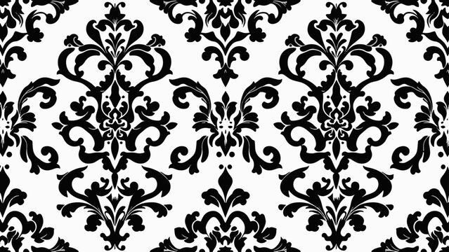 Decorative seamless pattern featuring stylized floral medallions and flowing vine-like scrolls in balanced symmetry