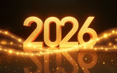 2026 Merry Christmas and Happy New Year Abstract shiny color gold wave design element. High quality