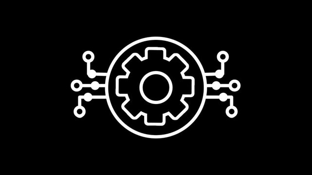 Presents a gear combined with digital elements symbolizing automated processes enhancing productivity and ensuring smooth functionality across interconnected global systems.