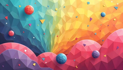 Playful Rainbow Geometry Featuring Bold Radiant Square Motifs