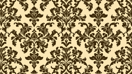 Damask seamless pattern. Floral background in grey colors