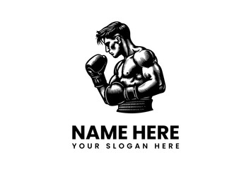 Retro Boxer Vector Illustration Unleash the Fighter's Spirit Logo