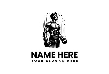 Strong Boxer Logo Illustration Vector Design for Sports, Fitness, or Gym Branding