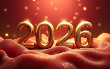 2026 Merry Christmas and Happy New Year Abstract shiny color gold wave design element. High quality