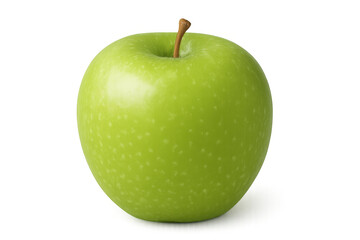 Green apple fruit with stem, fresh whole granny smith organic produce, healthy food item on transparent background