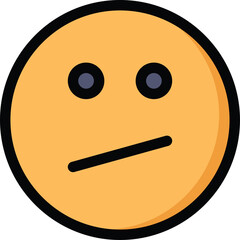 Orange Smiley Face With Uncertain Expression And Dark Eyes On Transparent Background With A Black Outline