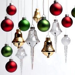 Christmas ornaments isolated on transparent background 