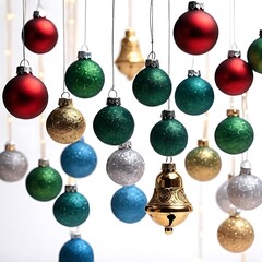 Christmas ornaments isolated on transparent background 