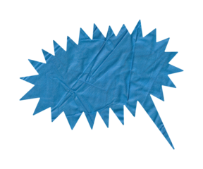 Blue Wrinkled Sticker Speech Bubble in Starburst Shape