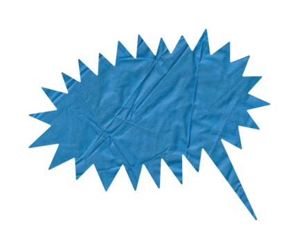 Blue Wrinkled Sticker Speech Bubble in Starburst Shape