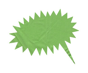 Green Jagged Speech Bubble made of Crumpled Paper for Sales