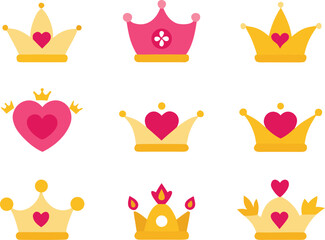 Valentine crown tiara icons bundle scalable vector graphics for festive designs © Riddhi