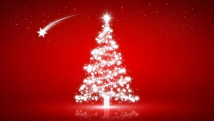 Christmas Tree with stars on red background