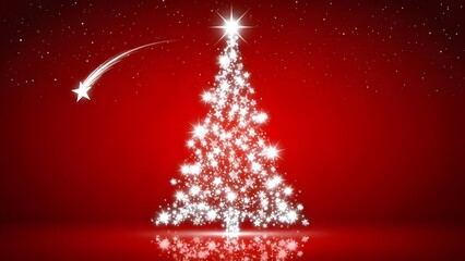 Christmas Tree with stars on red background