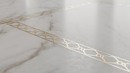 Elegant white marble surface with gold inlay Vector