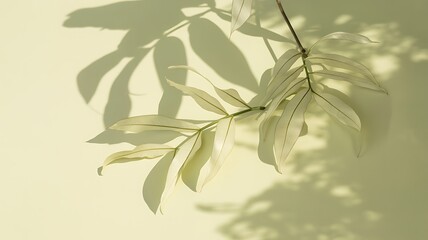Branch with soft leaves and abstract shadows Vector