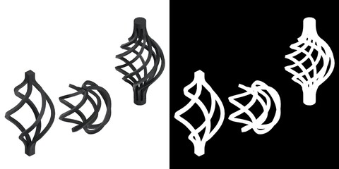 3D rendering illustration of some forged steel baskets