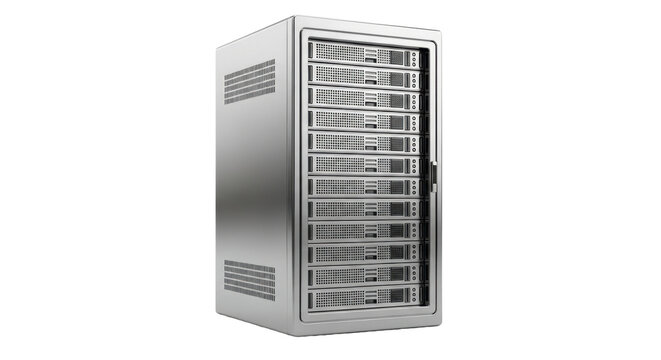 3d server rack icon silver isolated on white background