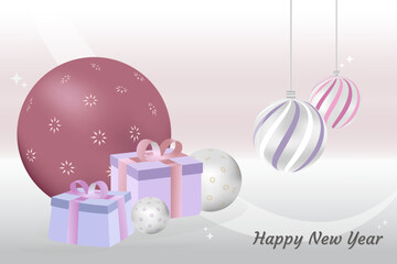 celebrate christmas balls with gift box ornaments banner background
