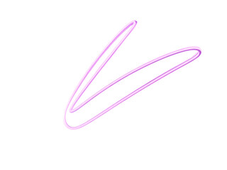 Glowing pink neon light trail forming a dynamic abstract swoosh shape isolated on transparent background