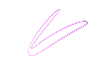 Glowing pink neon light trail forming a dynamic abstract swoosh shape isolated on transparent background