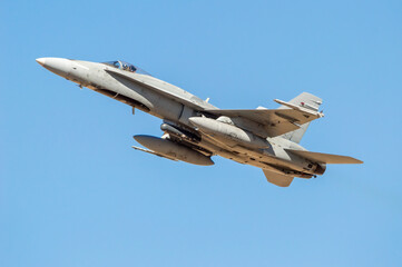 Avión militar despegando. Caza de combate.