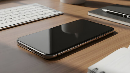 Modern workplace with phone ready for business calls