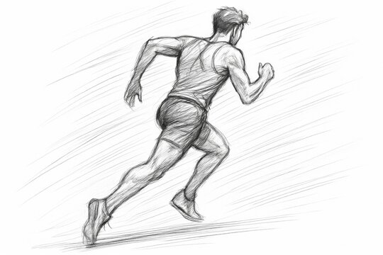 sketch of a runner in motion, artistic drawing of a man running fast