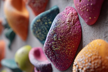 Ascend in Color - A Detailed Macro Shot of a Textured Pink Bouldering Grip.