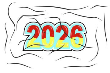 This is a vector image of the 2026 New Year design, suitable for use in New Year designs, calendars, posters, banners, flyers, advertisements, celebrations, ceremonies, activities, stickers, t-shirts,