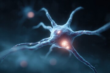 Medical research on neurons laboratory scientific image digital environment close-up view neurobiology insights