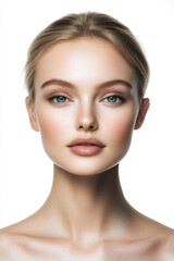 Obraz premium Natural beauty portrait of a young woman with flawless skin and blue eyes