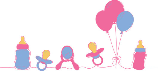 Whimsical hand drawn baby shower decorations