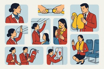 Exceptional airline safety demonstration engaging passengers through clear visual instructions emphasizing emergency protocols and security awareness for confident travel experiences