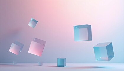 Soft Pastel Geometry With Floating Transparent Square Layers