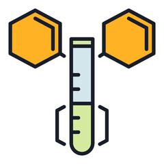 Test Tube and hexagonal molecular formula vector Science colored icon or symbol