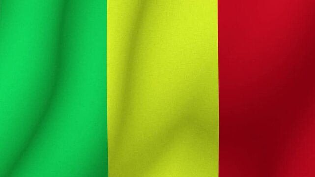The flag the Republic of Mali. The evolving national flag the Mali in 3d format. 1080p HD animation for presentation