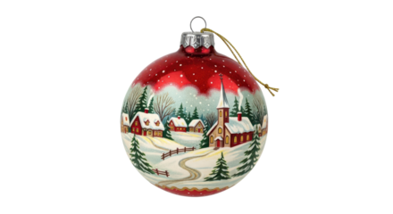 Festive christmas ornament featuring winter village scene for holiday decoration