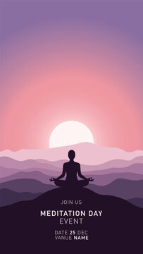 Peaceful Meditation Day Poster Premium Design vector free