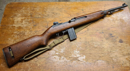 US M1 rifle placed on a wooden table