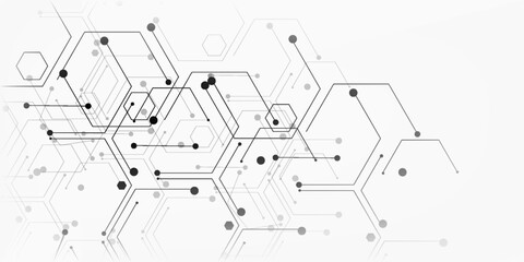 Abstract science background with hexagons stock illustration.