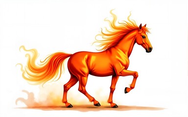 Fire Horse Bodybuilder Watercolor Illustration. High quality