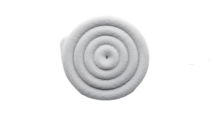 Abstract textured white oval shape with concentric circles on black background