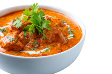Spicy butter chicken isolated on transparent background